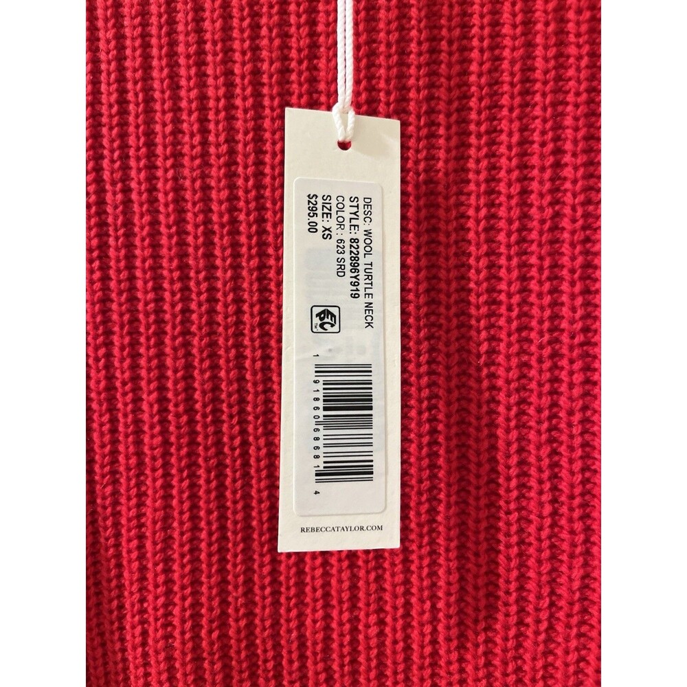 Rebecca Taylor womens Mock Neck Turtleneck Sweater size XS Red Wool Blend $295 - Picture 5 of 11